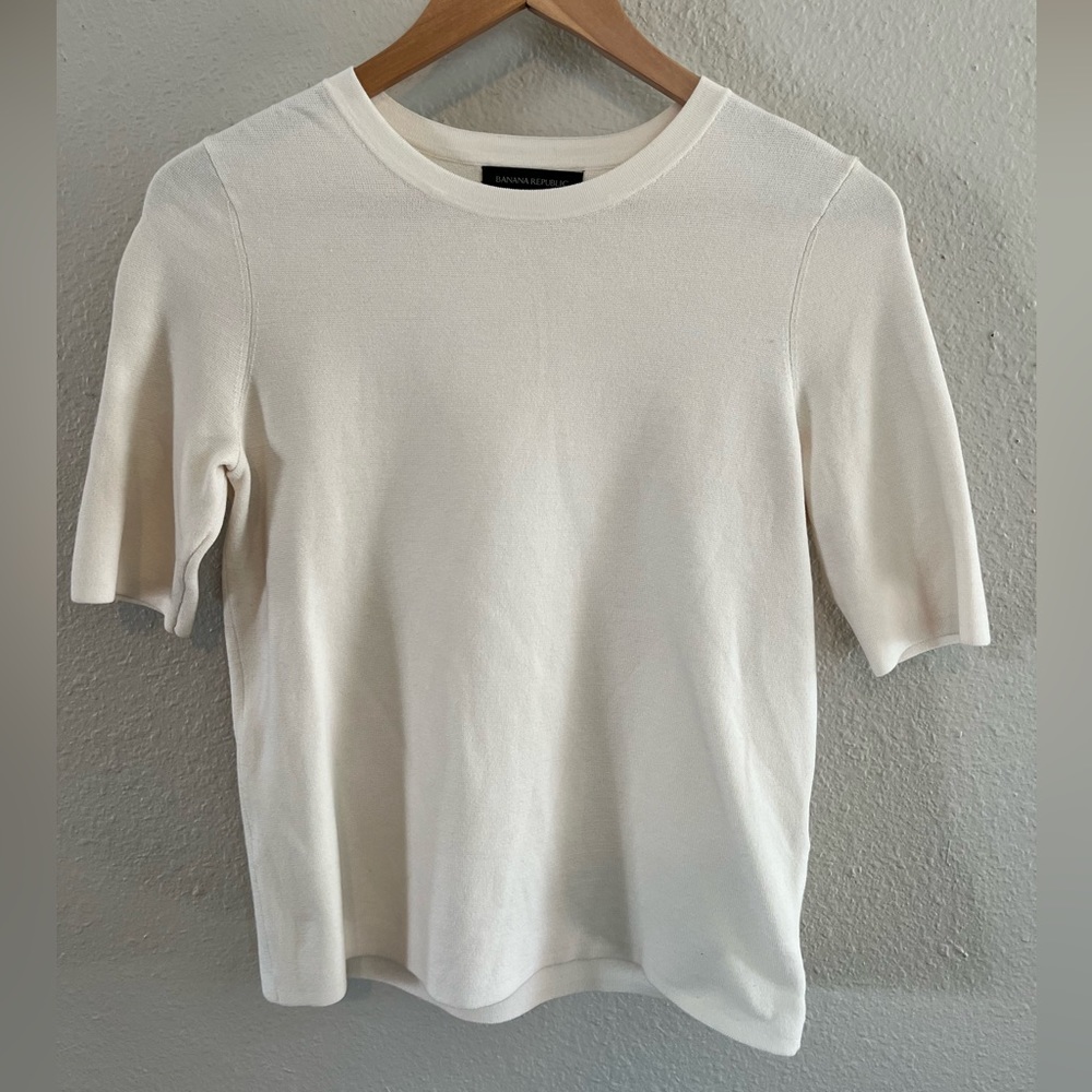 Knit Cream Short Sleeve Top Size XS